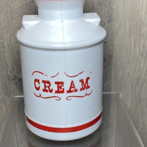 Vintage Plastic Milk Can Cream Container Pourer Made in USA Red White - Picture 3 of 8
